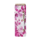 ARTE märkmeplokk pastakaga roosade roosidega 7,5x21,5cm*