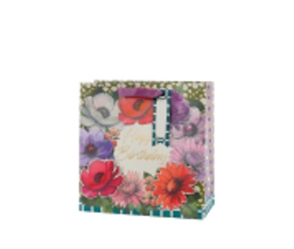ARTE kinkekott lilled rohelisel taustal 25x25x11cm