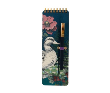 ARTE märkmeplokk pastakaga 7,5x21,5cm lillede ja pardikujundusega