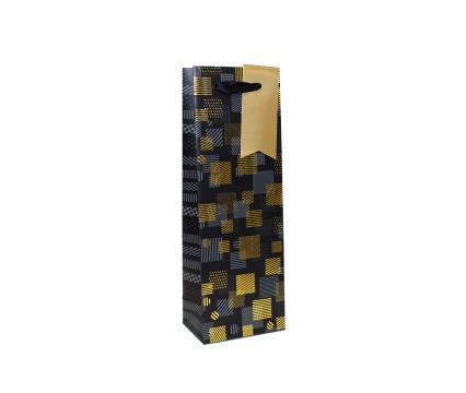 ARTE kinkekott pudelile Black Lable kuldne/hall ruudud 12x35x8cm*