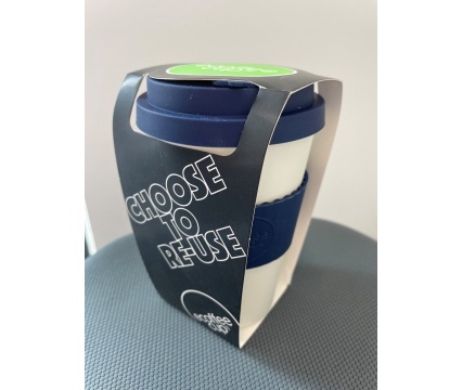 Ecoffee PLA kohvitops 400ml Waicara (valge+ sinine silikoon)