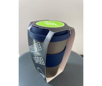Ecoffee PLA kohvitops 400ml Molto Grigio (tumehall+sinine silikoon)