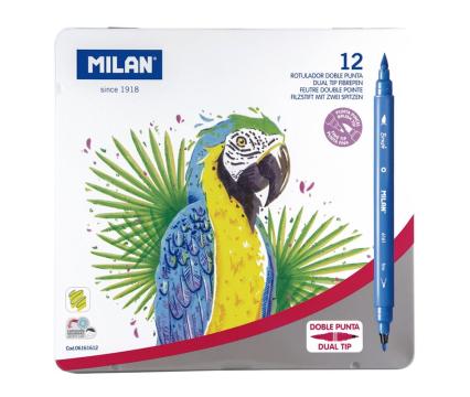 MILAN viltpliiats pintsel+terav metallkarbis 12 värvi*