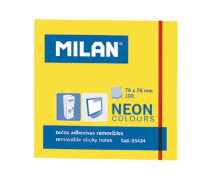 MILAN märkmepaber 7,6x7,6cm neoonkollane